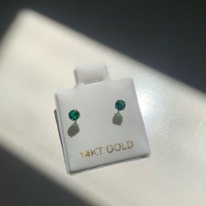 Emerald CZ stud earrings